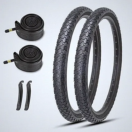 24/26 Inch Cruiser Bike Tires Set: 26 x 2.125" 2 Tires 2 Tubes / Black