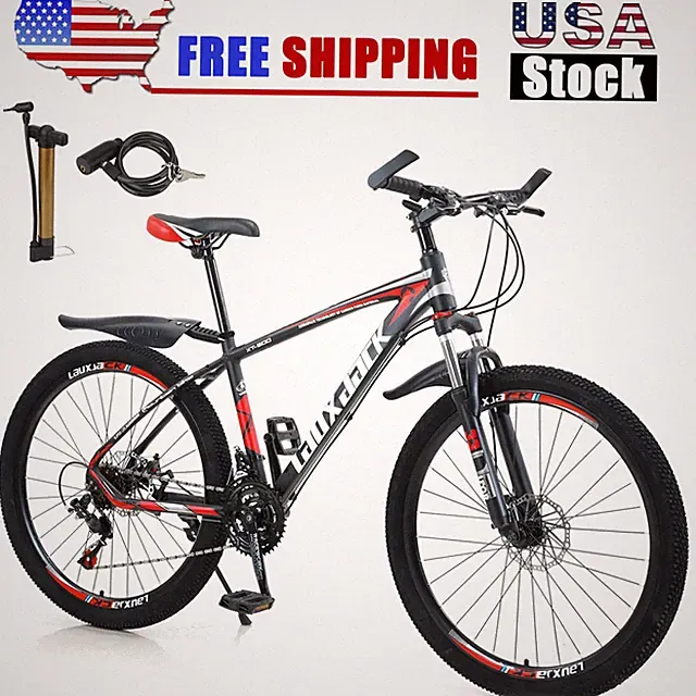 27.5 inches Wheels 21 Speed Unisex Adult Mountain Bike Bicycle MTB Black &Red
