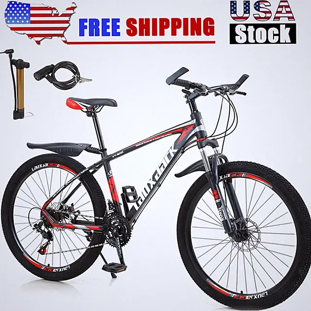 27.5" Wheels Cycling Adults Mountain Bike 21 Speed Bicycle Men Women Black & Red