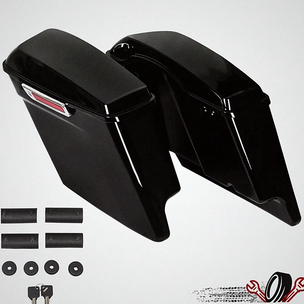 5" Extended Stretched SaddleBag Bags For Harley Touring Street Road Glide 93-13