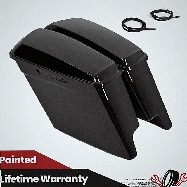 5" Vivid Black Stretched Extended Hard Saddlebags For 14-24 Harley Touring Model