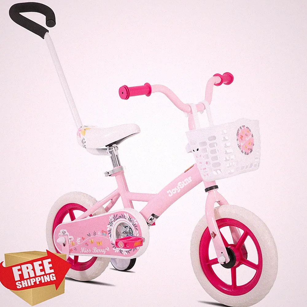 JOYSTAR 10 Inch Pink Kids Bike Ages 1-4 w/ Training Wheels Basket