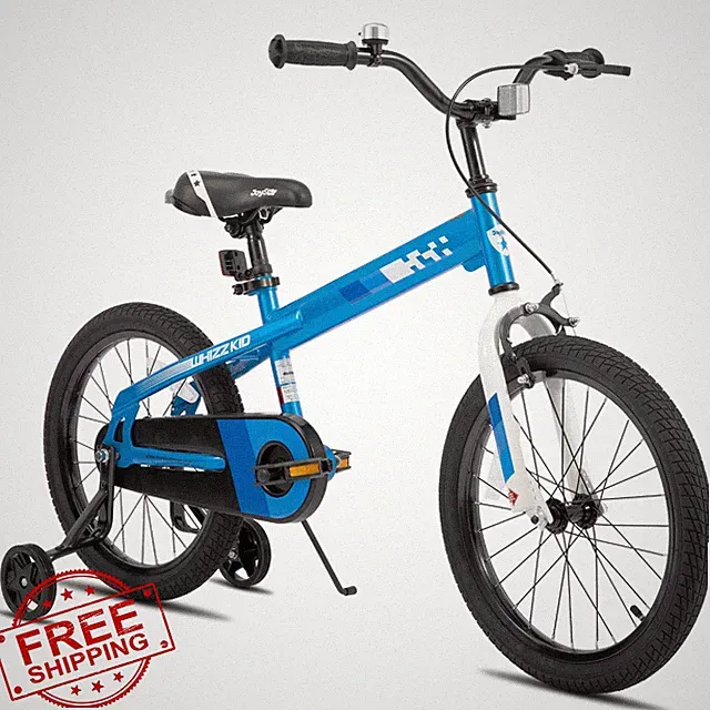 JOYSTAR 18 Inch Kids Bike Blue Training Wheels Kickstand