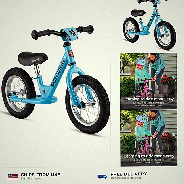 Schwinn Balance Bike, 12 Inch Bike for Kids Ages 2-4, Durable Steel Frame, Pa...