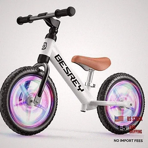 Toddler Balance Bike 2 Year Old, All-Metal Frame | 12" Motion-Activated White